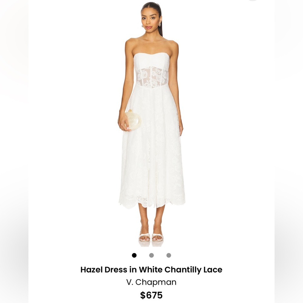 V. Chapman Hazel Dress in White Chantilly Lace